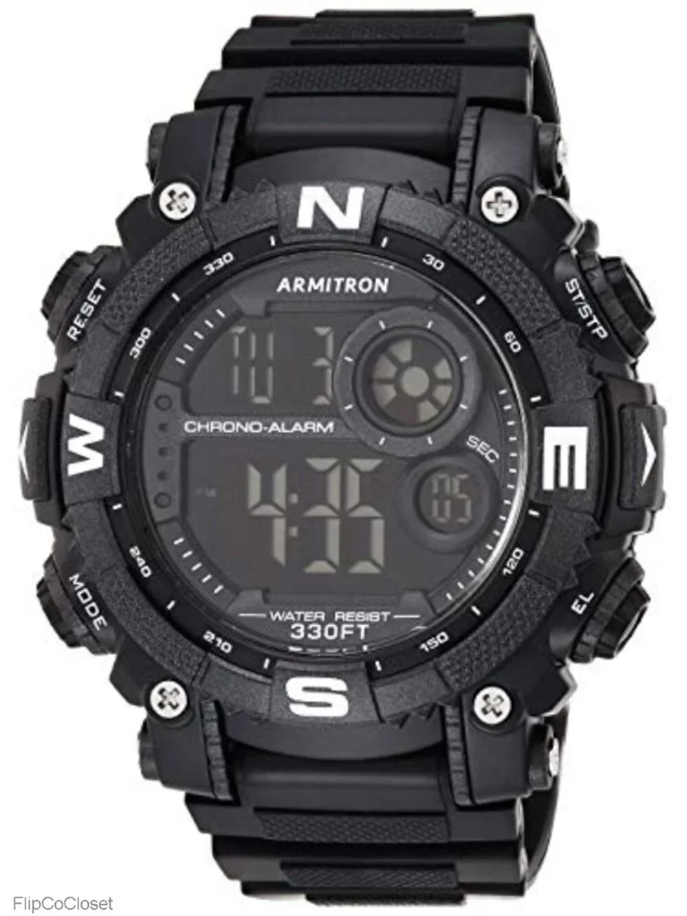 Digital Chronograph Resin Strap Watch with Backlight, Alarm